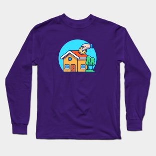 House With Hand And Gold Coin Cartoon Long Sleeve T-Shirt